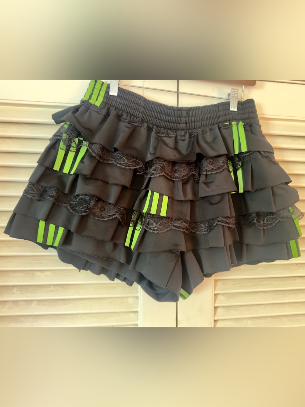 MINT COND ADIDAS REWORKED BLK & NEON LACE SKORT SZ LARGE ORIG $125